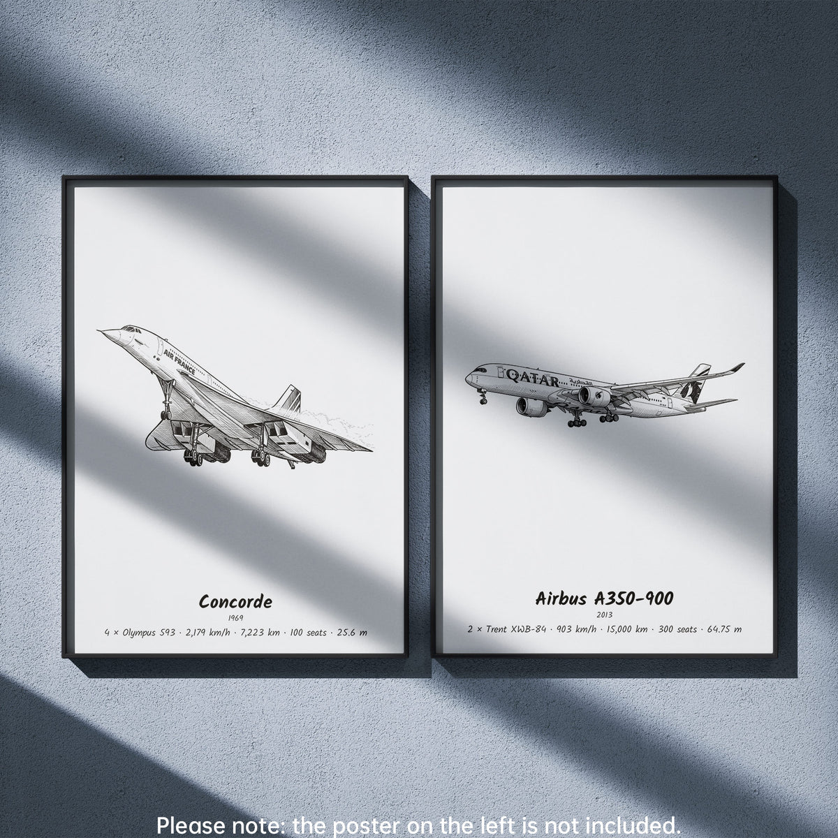 A350-900 Wall Art Paired with Concorde
