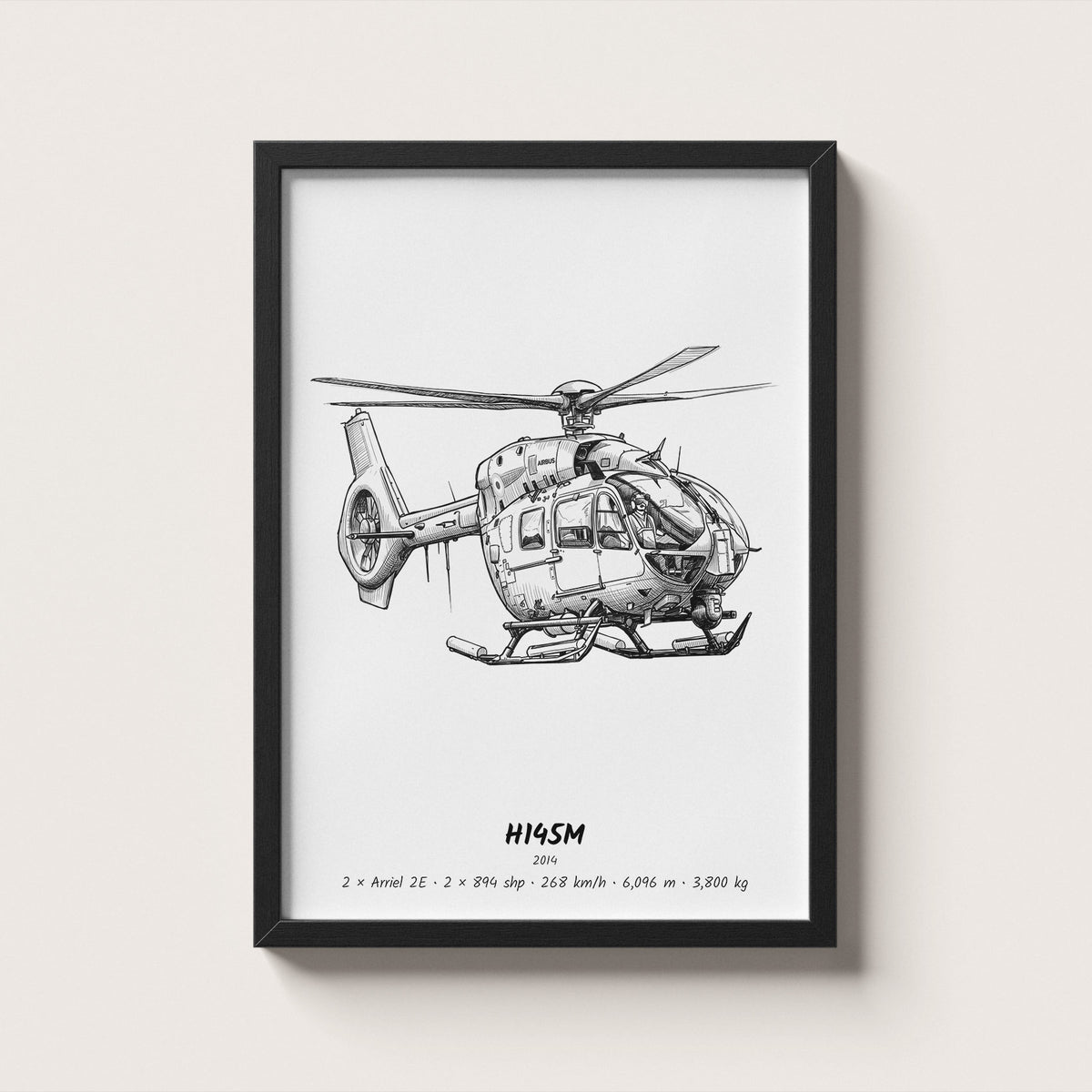 Airbus H145M Helicopter Wall Art