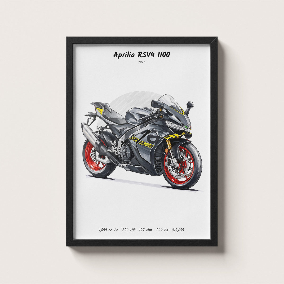 Aprilia RSV4 1100 2025 Wall Art
