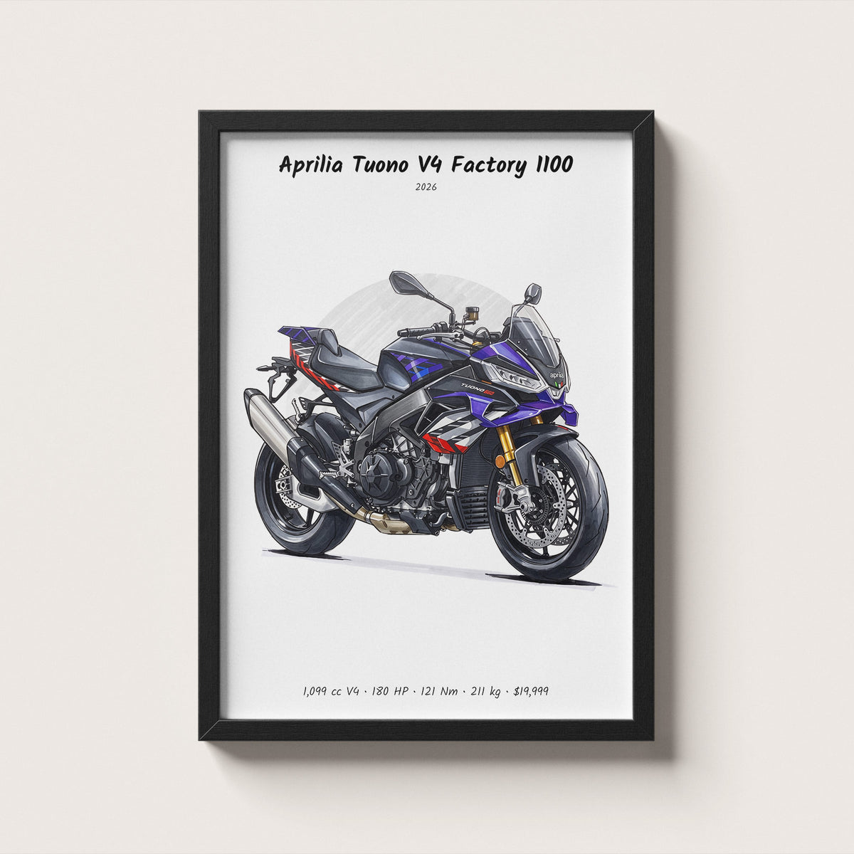 Aprilia Tuono V4 Factory 1100 2026 Wall Art