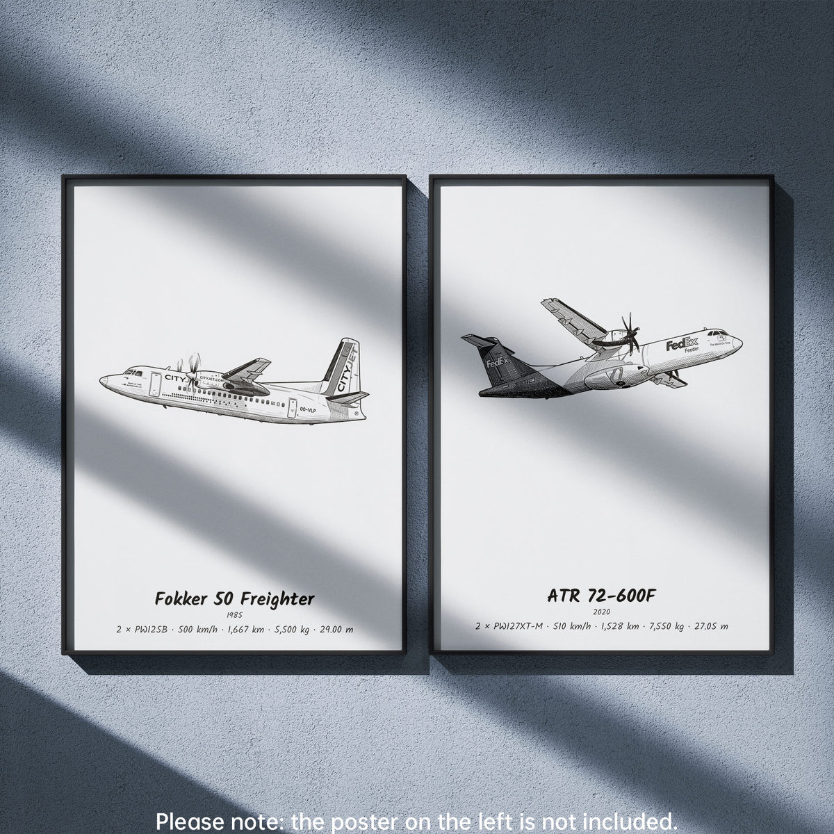 ATR 72-600F Wall Art Paired with Fokker 50 Freighter