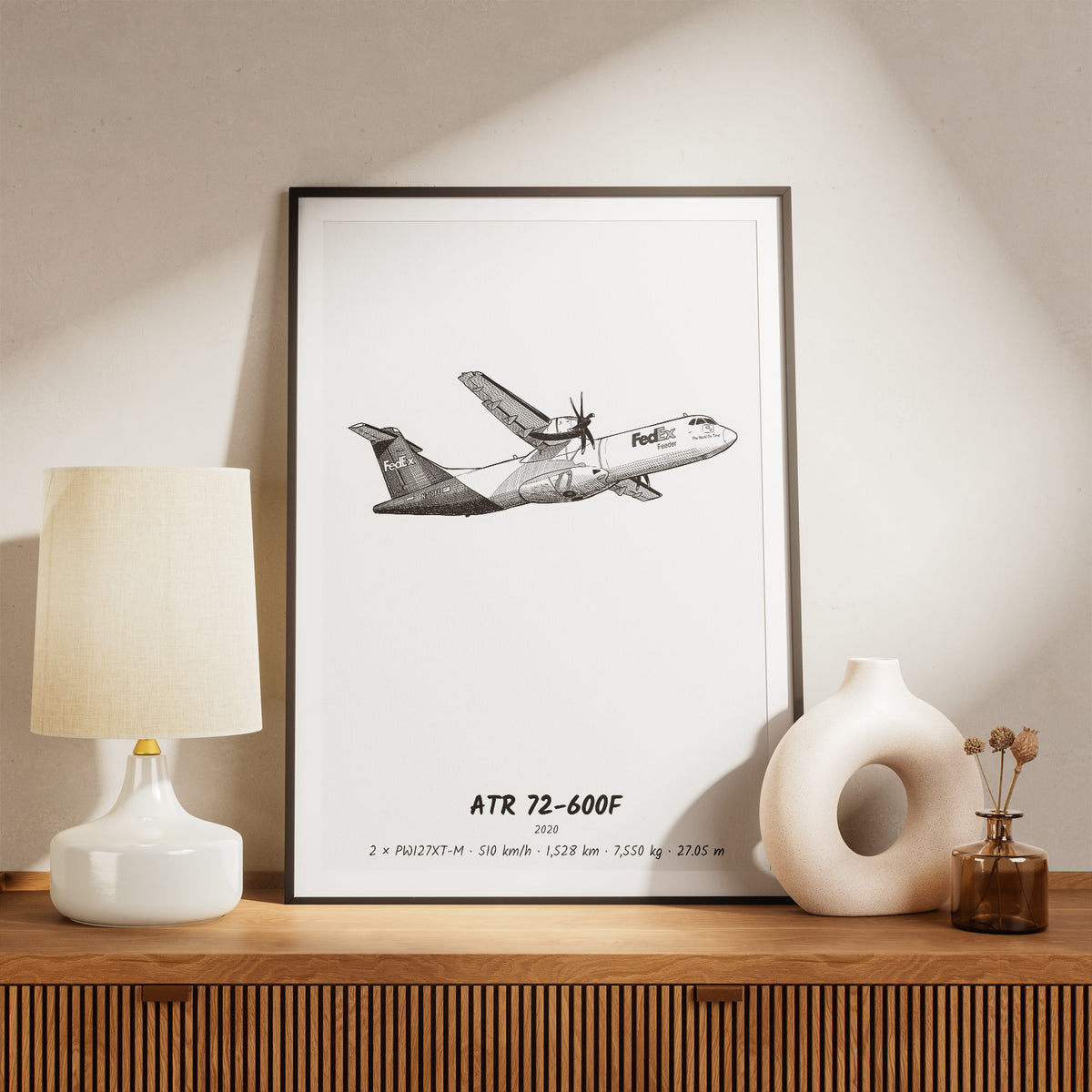 Framed ATR 72-600F Print on a Shelf