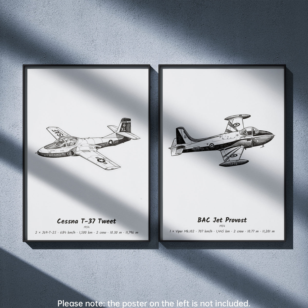 BAC Jet Provost Wall Art Paired with Cessna T-37 Tweet