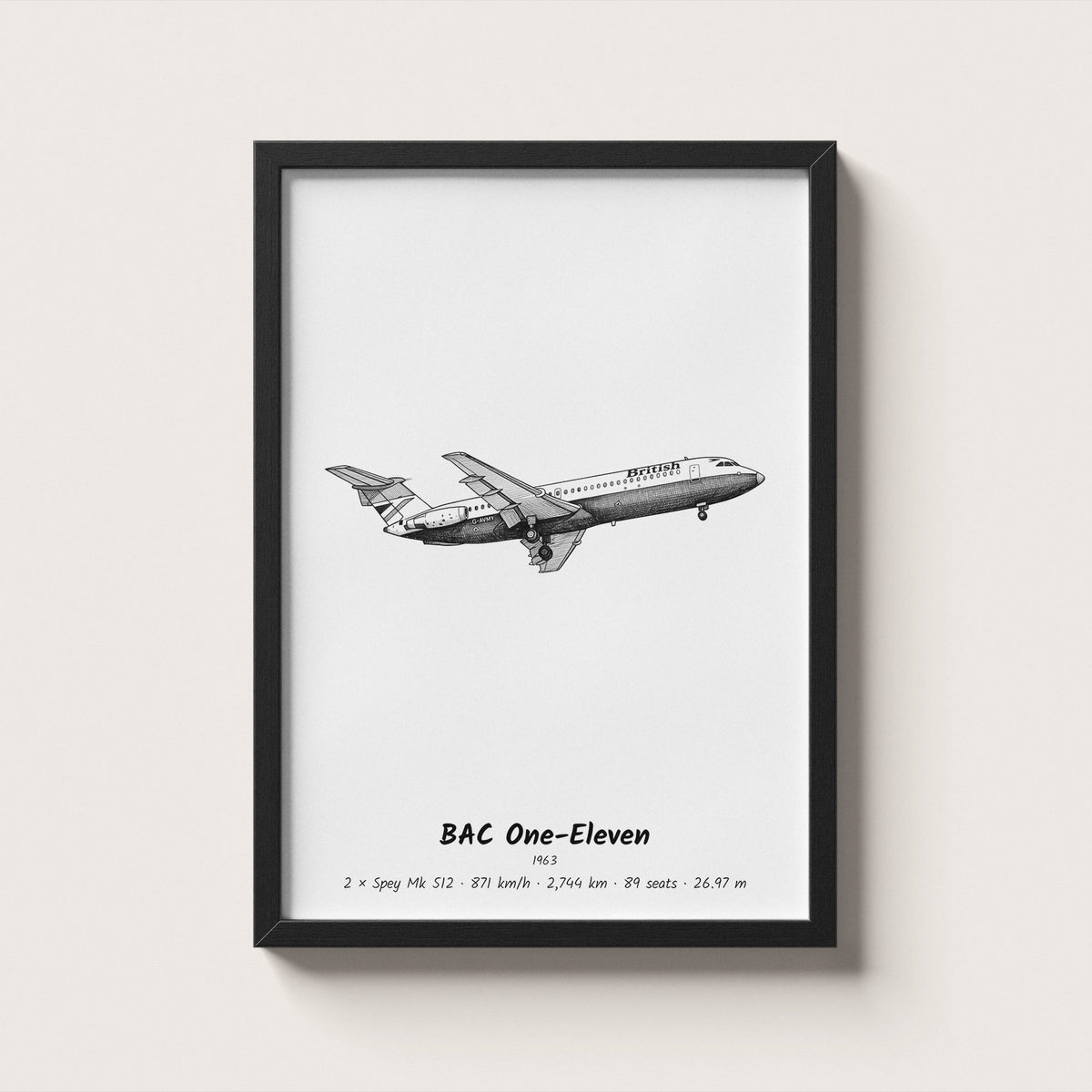 BAC One-Eleven Airliner Wall Art