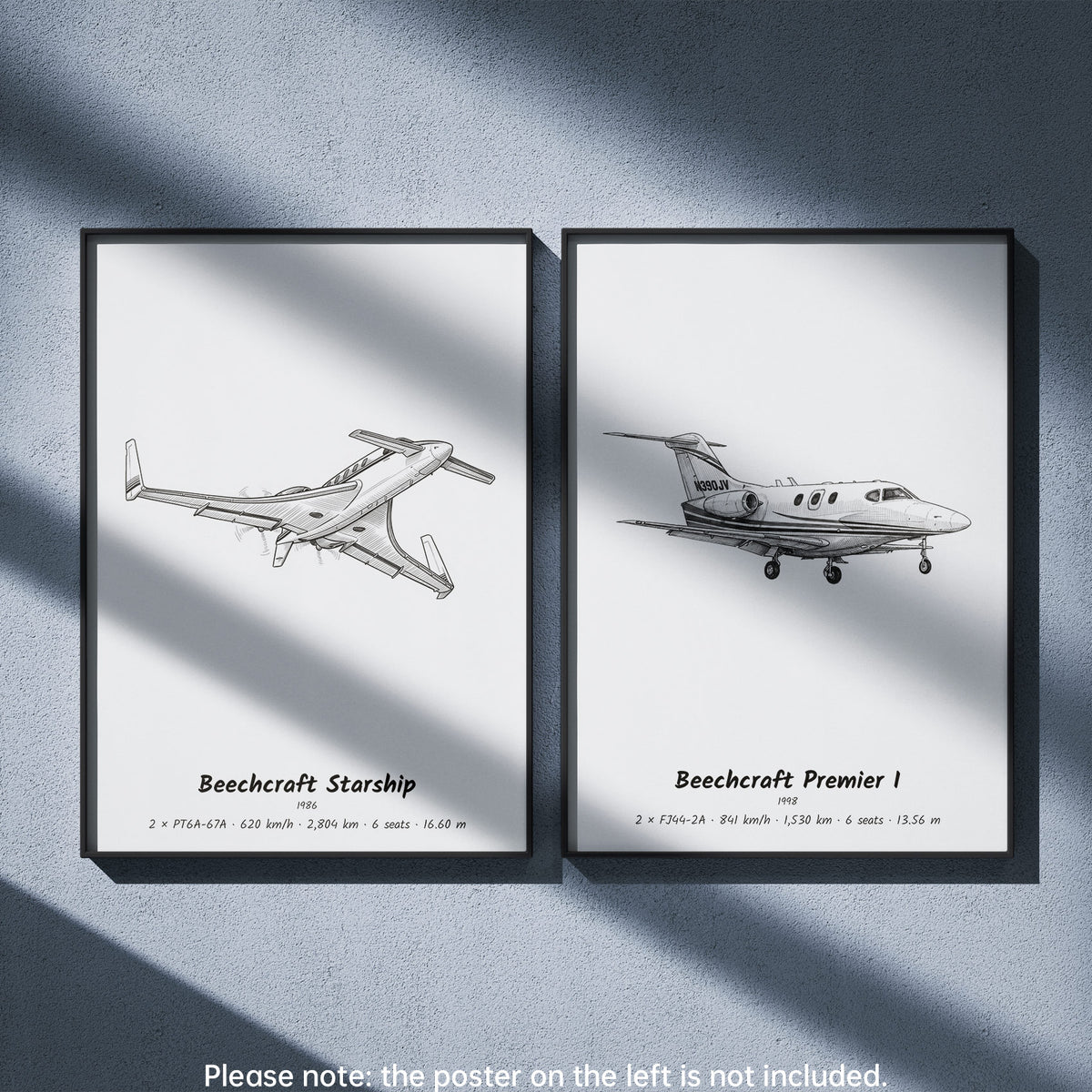 Beechcraft Premier I Wall Art Paired with Beechcraft Starship