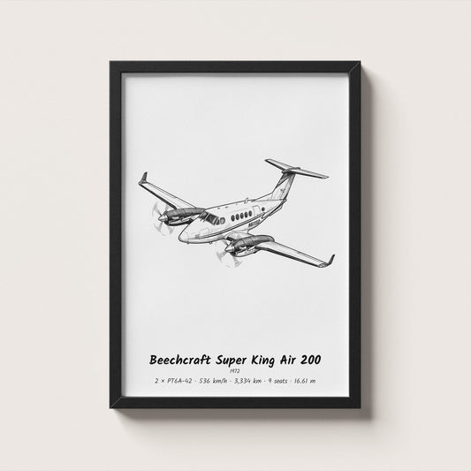Beechcraft Super King Air 200 Wall Art