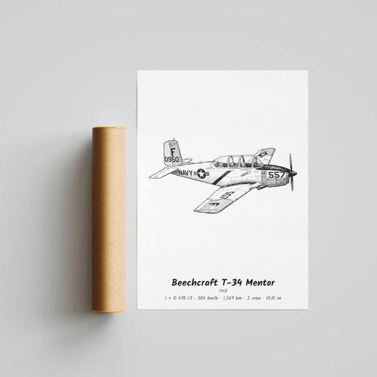 Beechcraft T-34 Mentor Poster Print