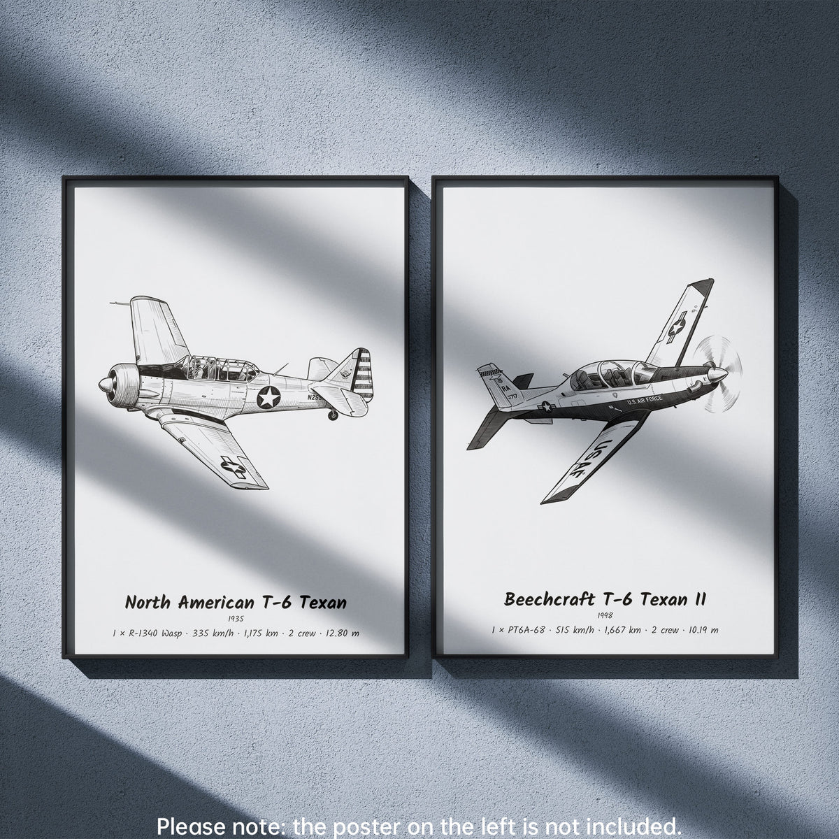 Beechcraft T-6 Texan II Wall Art Paired with North American T-6 Texan