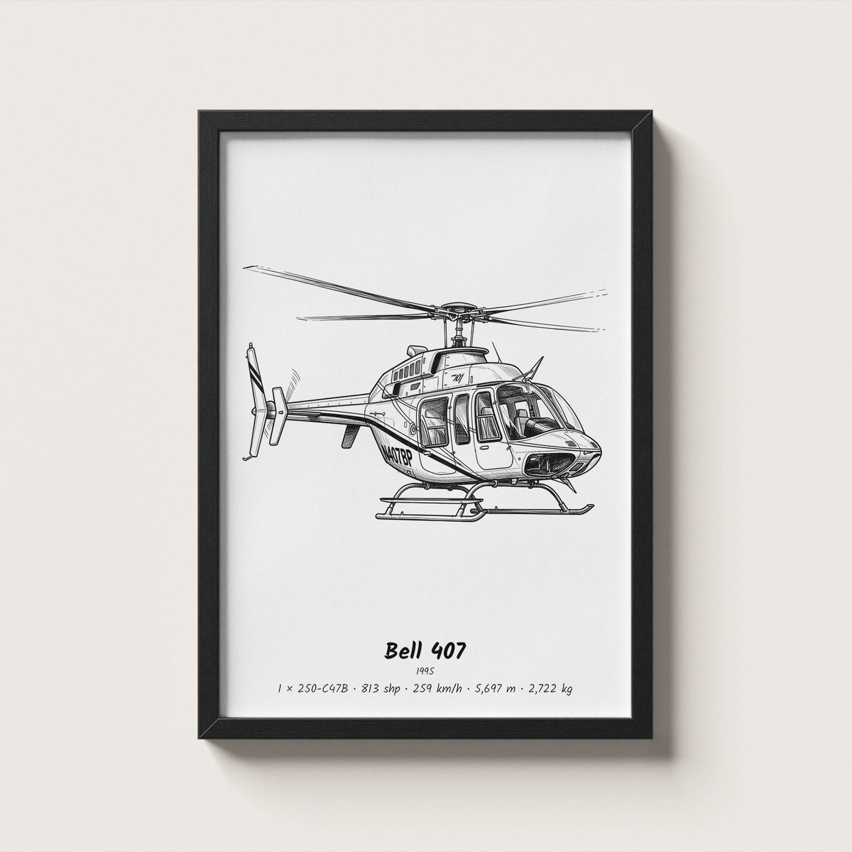 Bell 407 Helicopter Wall Art