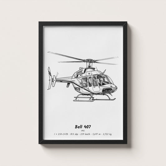 Bell 407 Helicopter Wall Art