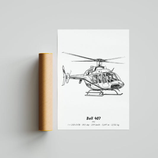 Bell 407 Helicopter Poster
