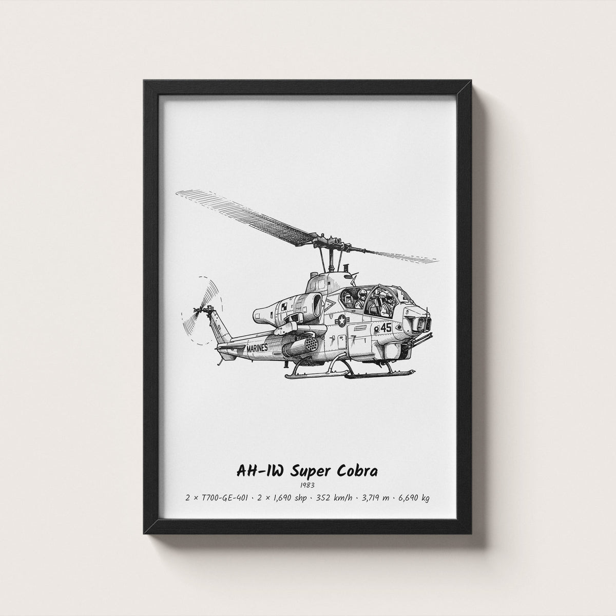 Bell AH-1W Super Cobra Helicopter Wall Art
