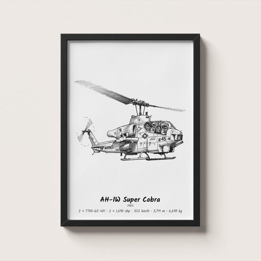 Bell AH-1W Super Cobra Helicopter Wall Art