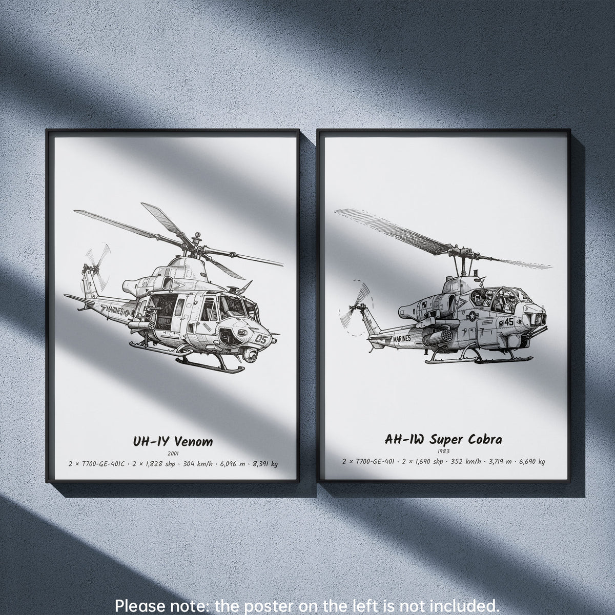 AH-1W Super Cobra Wall Art Paired with UH-1Y Venom