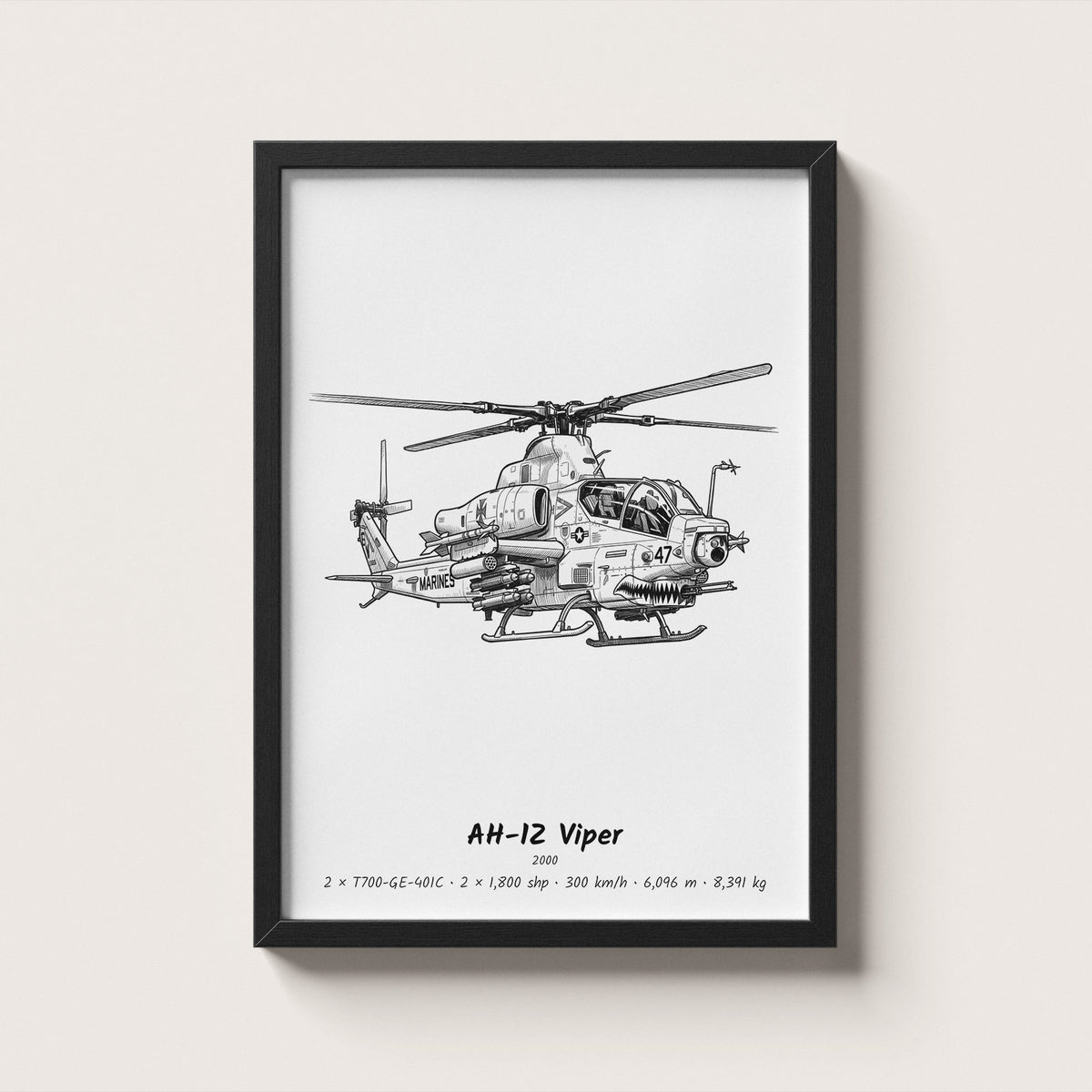 Bell AH-1Z Viper Helicopter Wall Art