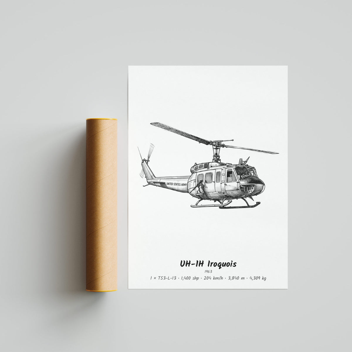 Bell UH-1H Iroquois Huey Helicopter Poster