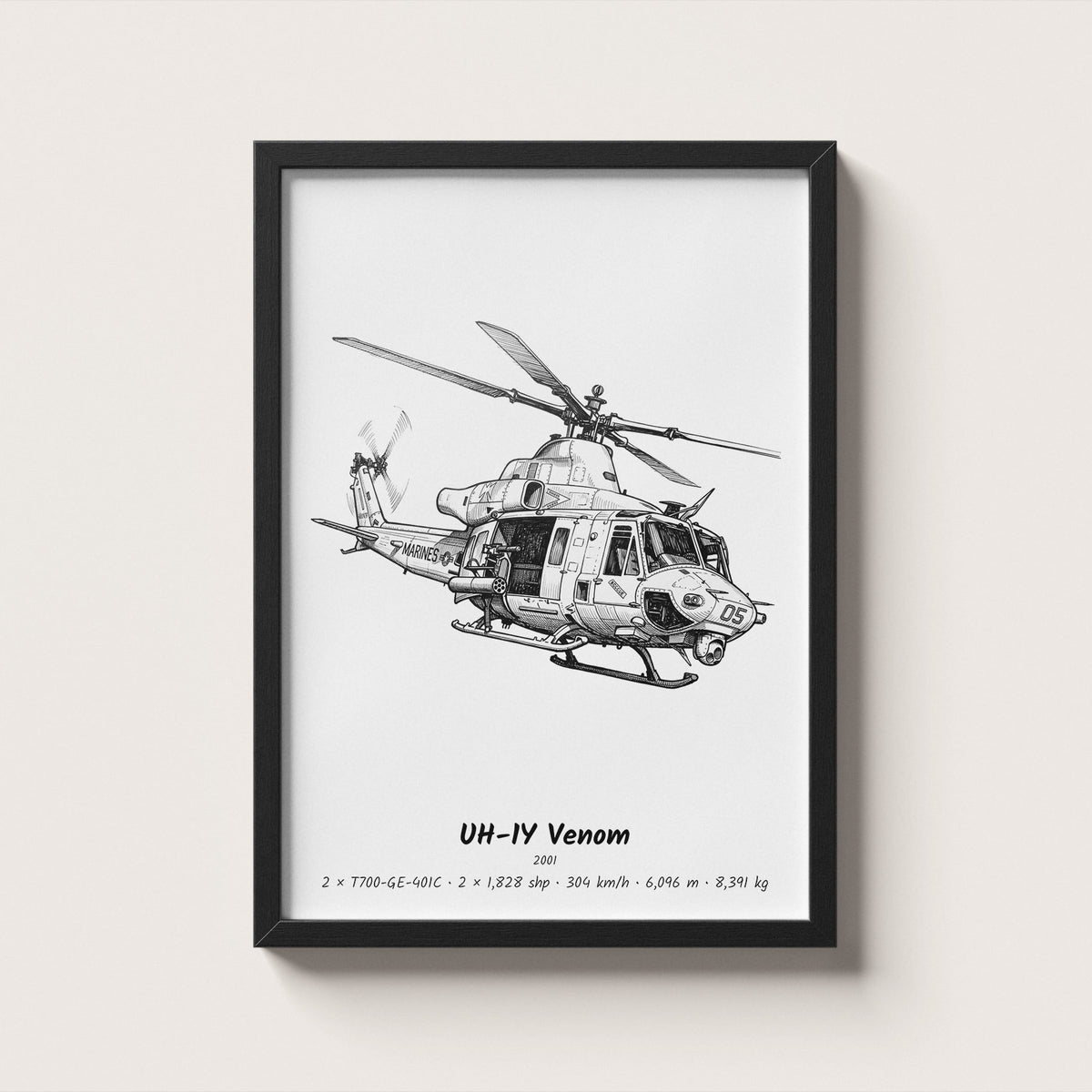 Bell UH-1Y Venom Helicopter Wall Art