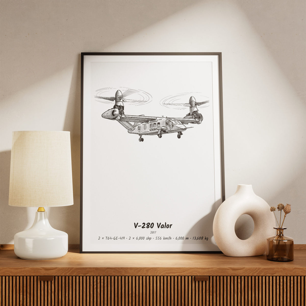 Framed Bell V-280 Valor Print on a Shelf