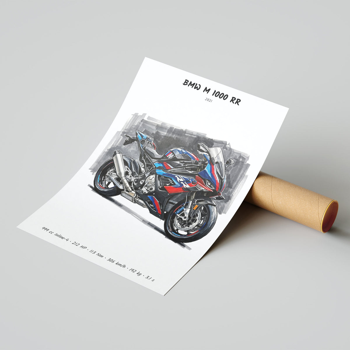 BMW M 1000 RR Minimalist Motorcycle Poster