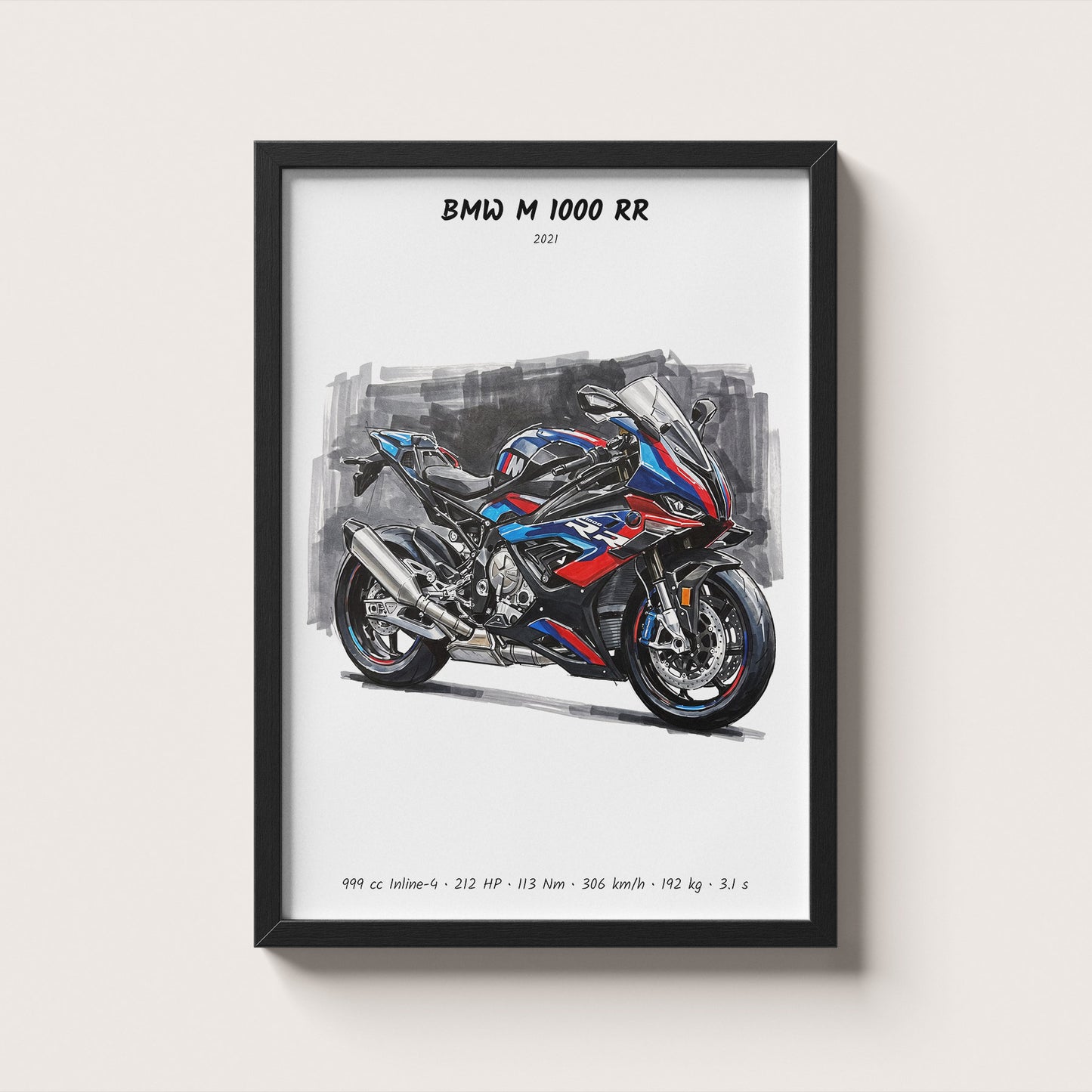 BMW M 1000 RR Minimalist Motorcycle Wall Art