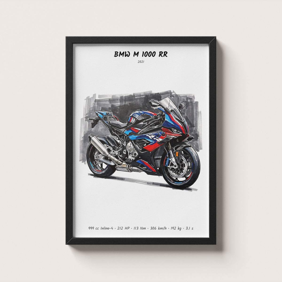 BMW M 1000 RR Minimalist Motorcycle Wall Art