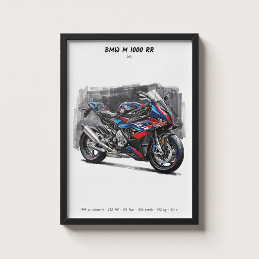BMW M 1000 RR Minimalist Motorcycle Wall Art