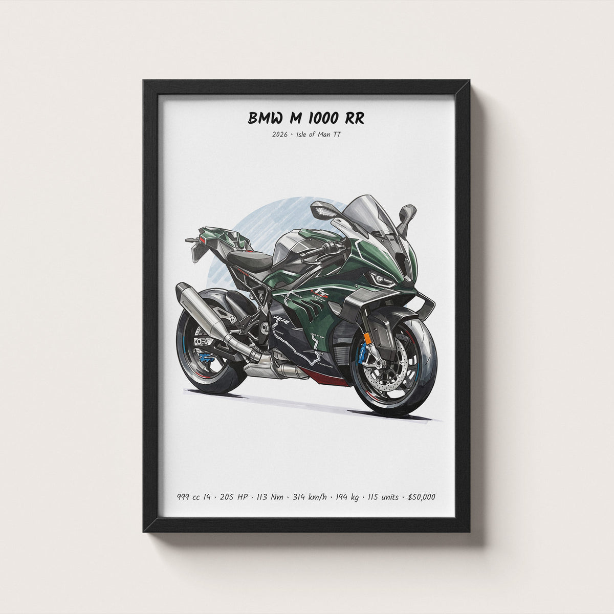 BMW M 1000 RR Isle of Man TT 2026 Wall Art