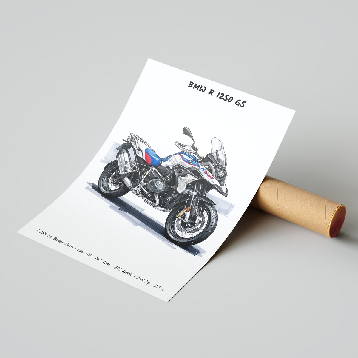 BMW R 1250 GS Minimalist Motorcycle Poster