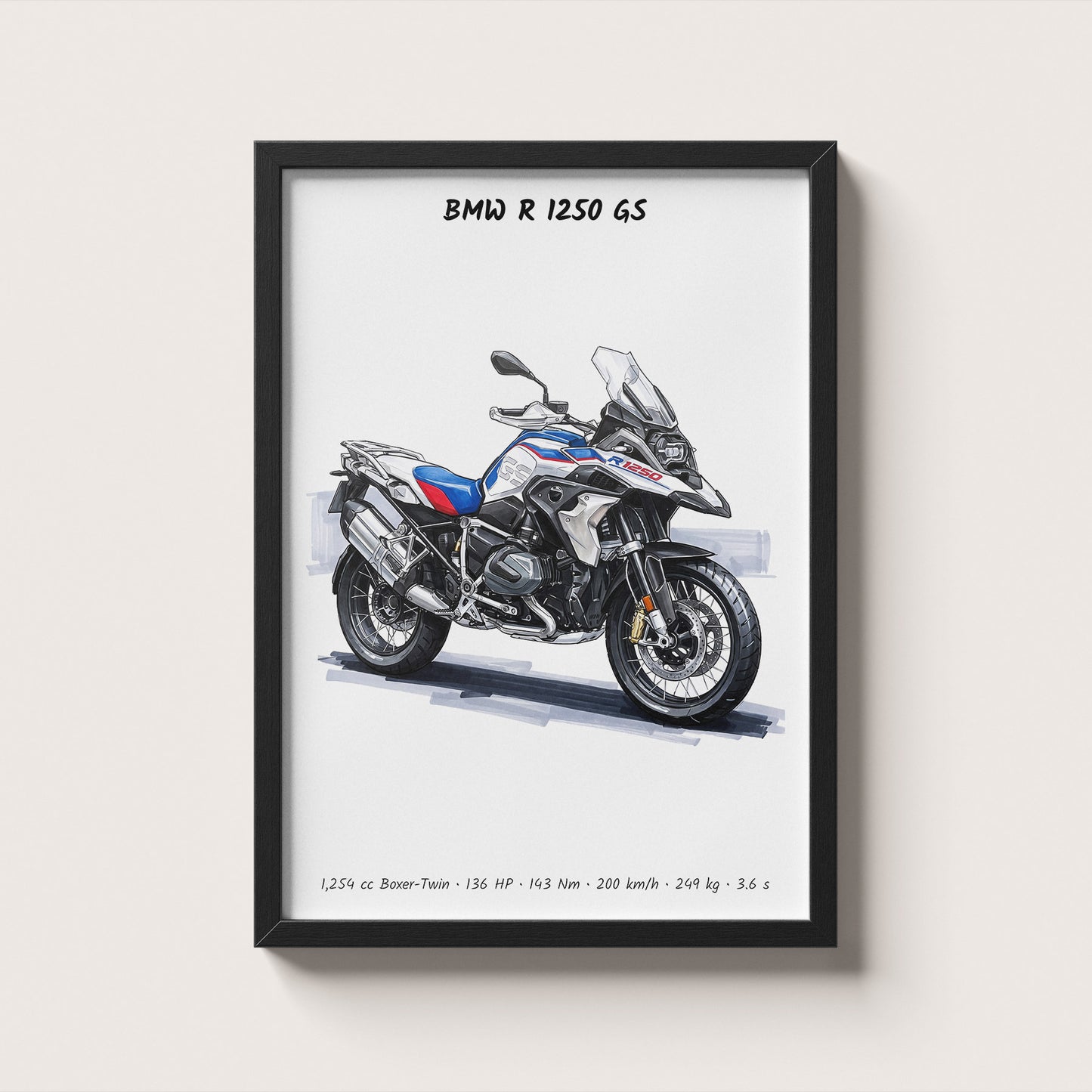BMW R 1250 GS Minimalist Motorcycle Wall Art Poster