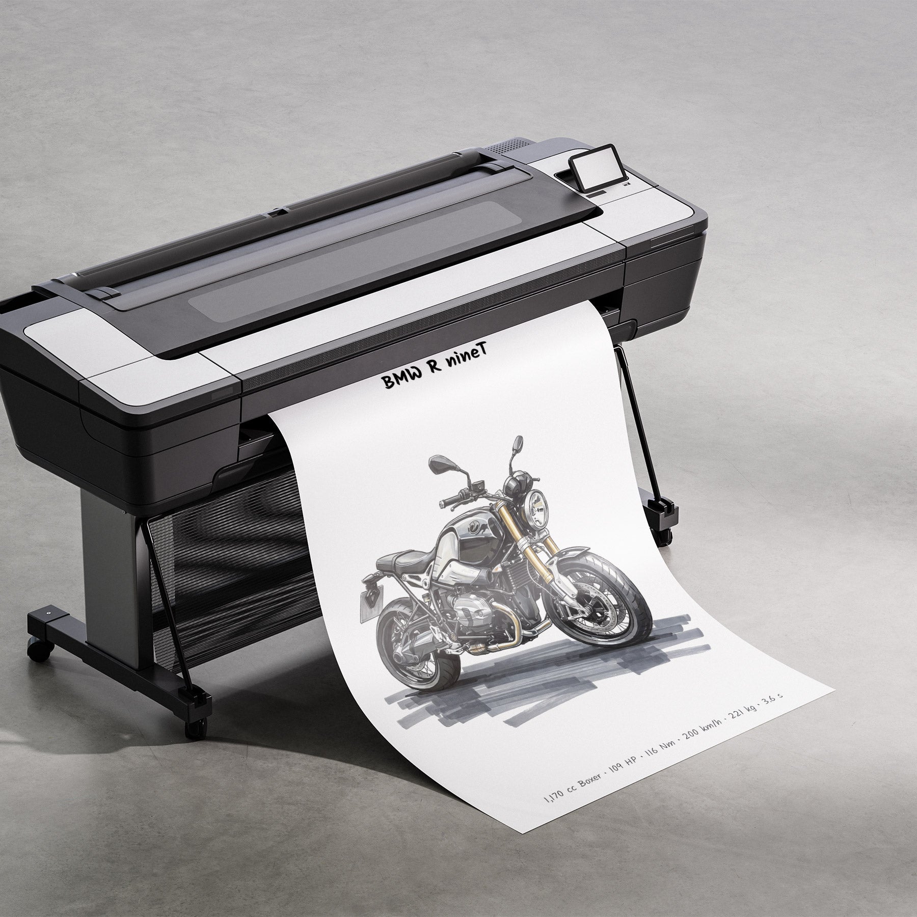 BMW R nineT Minimalist Motorcycle Poster