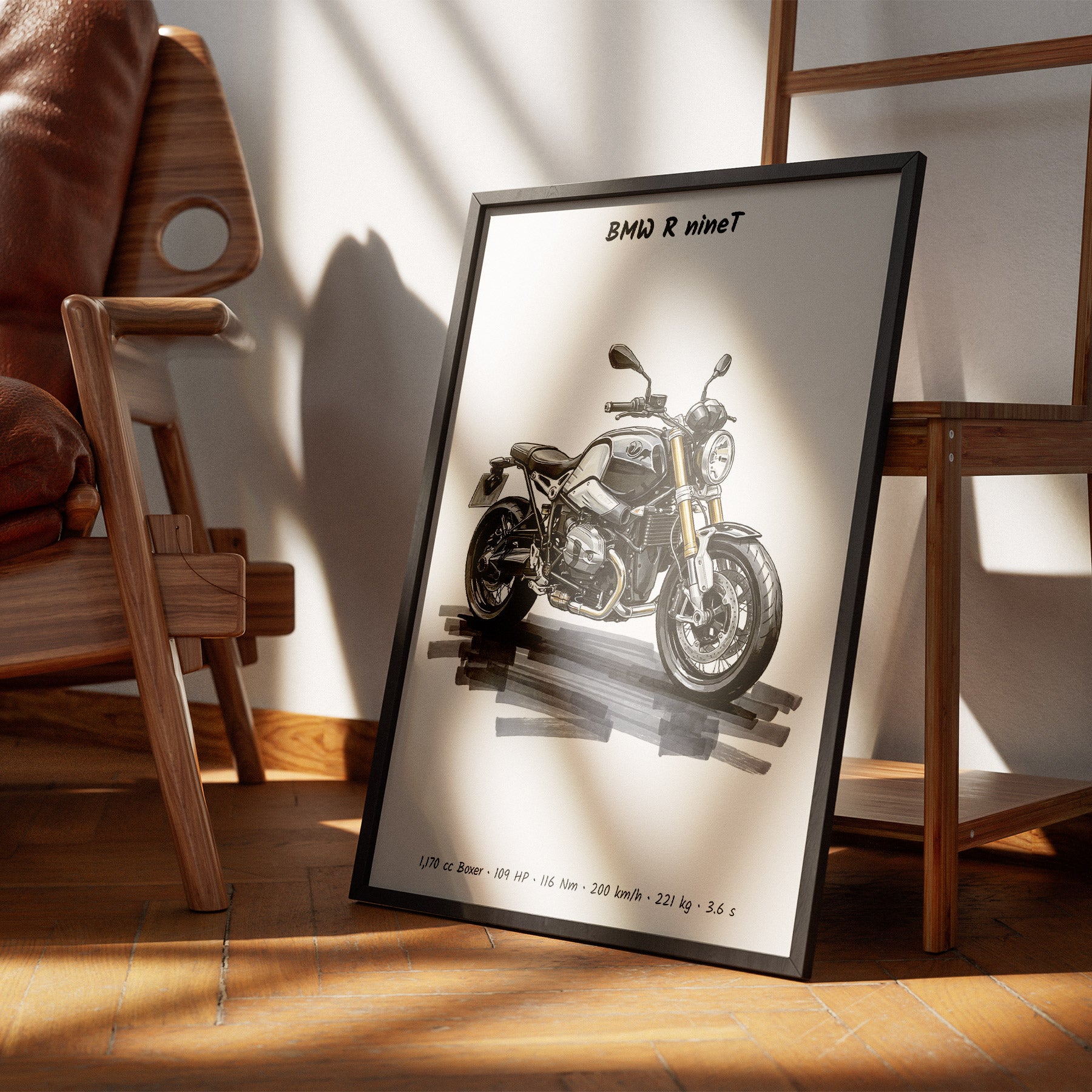 BMW R nineT Minimalist Motorcycle Wall Art
