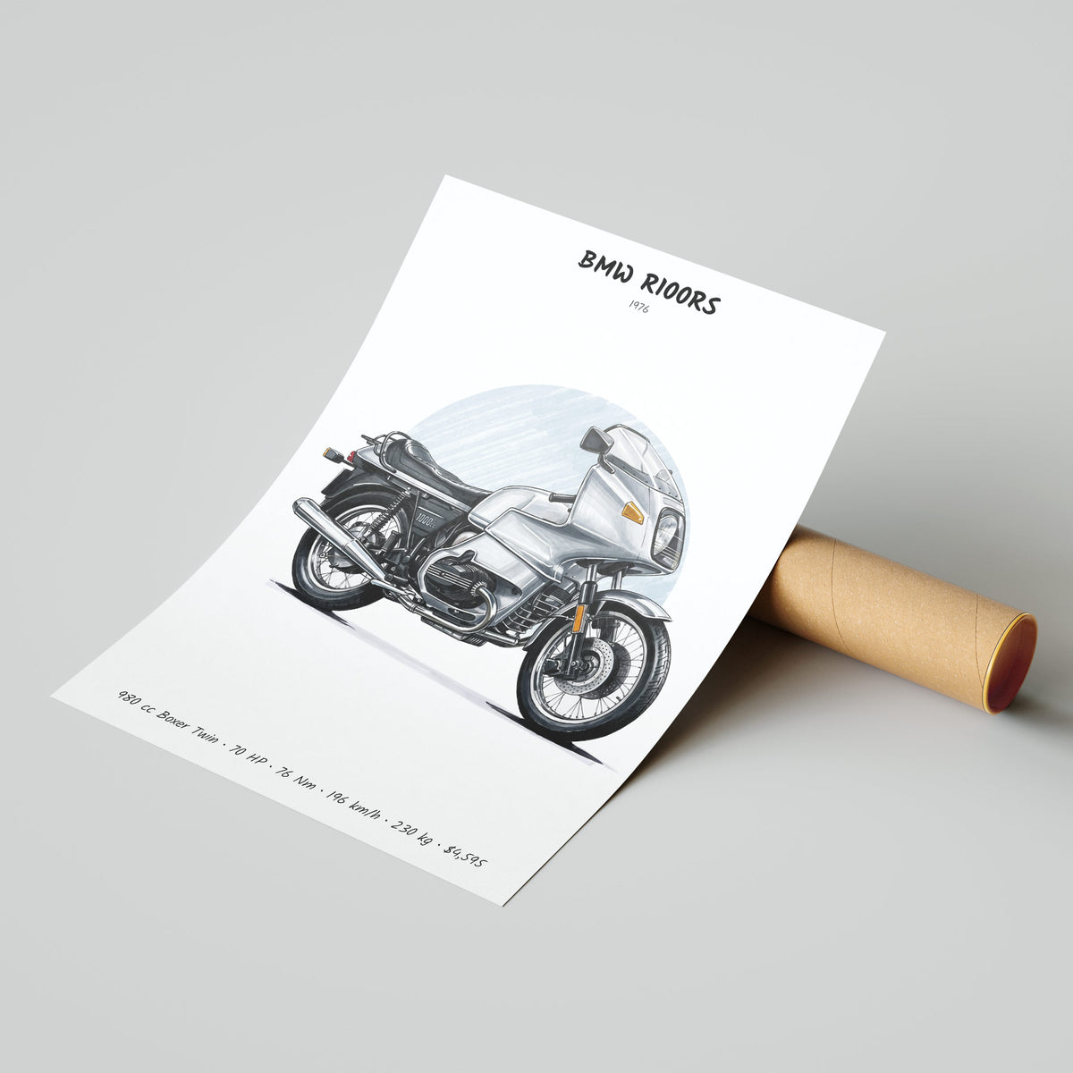 BMW R100RS 1976 Poster