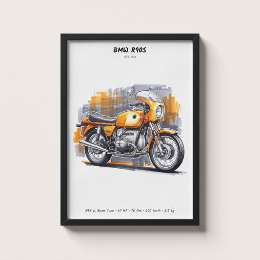 BMW R90S Classic Minimalist Art Print