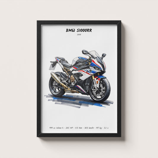 BMW S1000RR Motorcycle Art Print