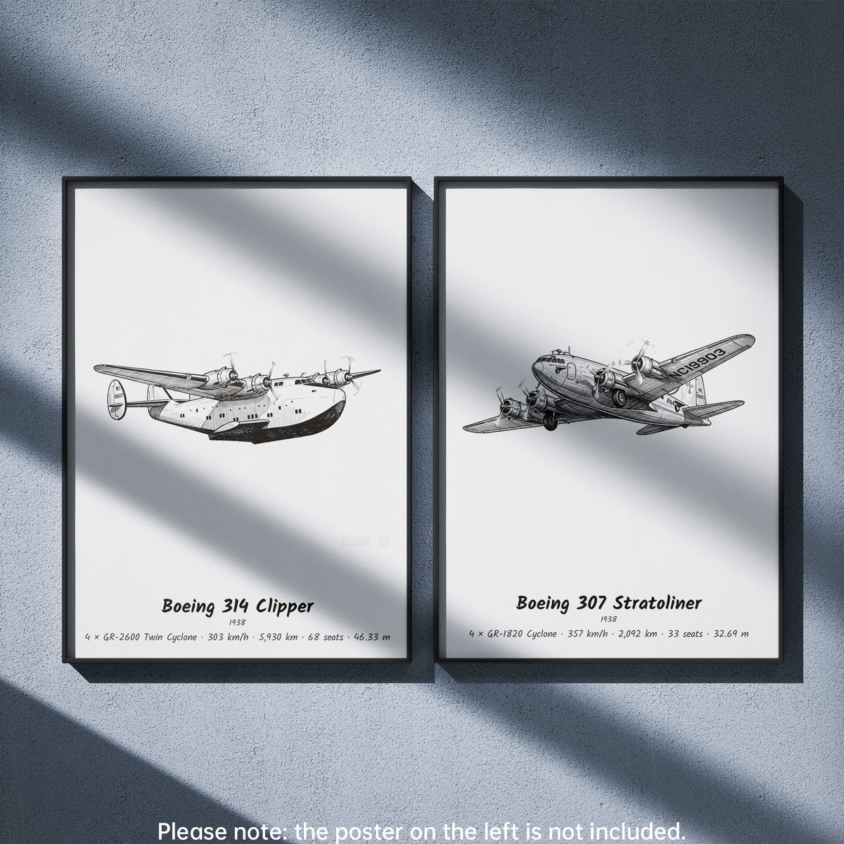 307 Stratoliner Wall Art Paired with Boeing 314 Clipper