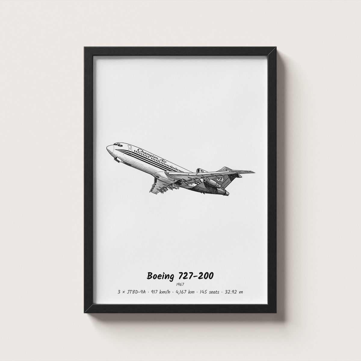 Boeing 727-200 Airliner Wall Art