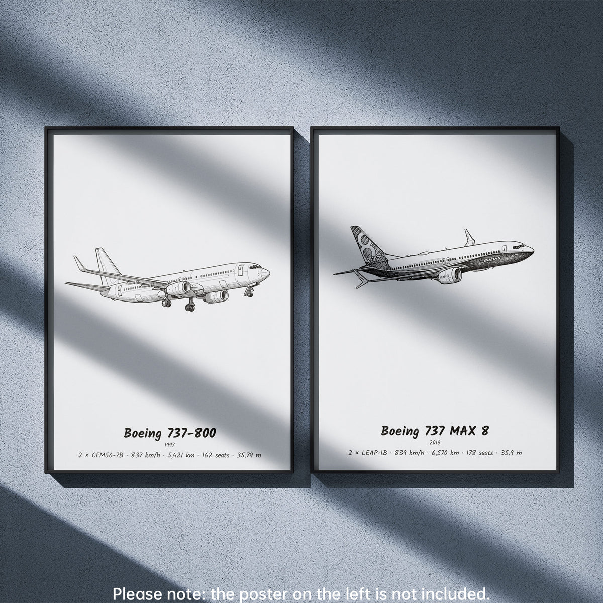 737 MAX 8 Wall Art Paired with Boeing 737-800