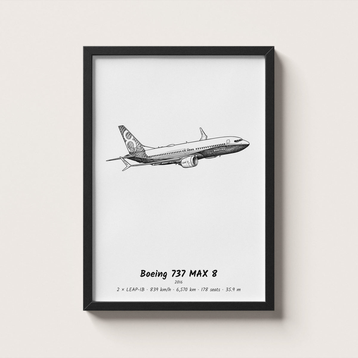 Boeing 737 MAX 8 Airliner Wall Art