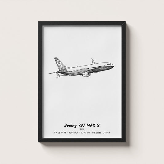 Boeing 737 MAX 8 Airliner Wall Art
