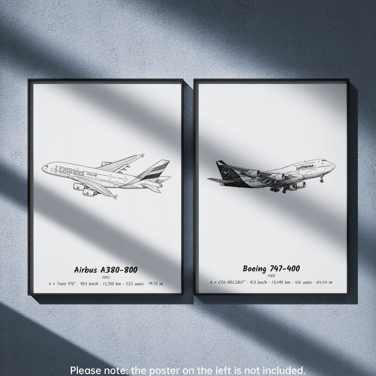 747-400 Wall Art Paired with Airbus A380-800