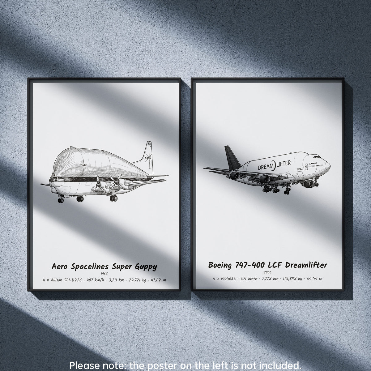 Boeing 747-400 LCF Dreamlifter Wall Art Paired with Aero Spacelines Super Guppy
