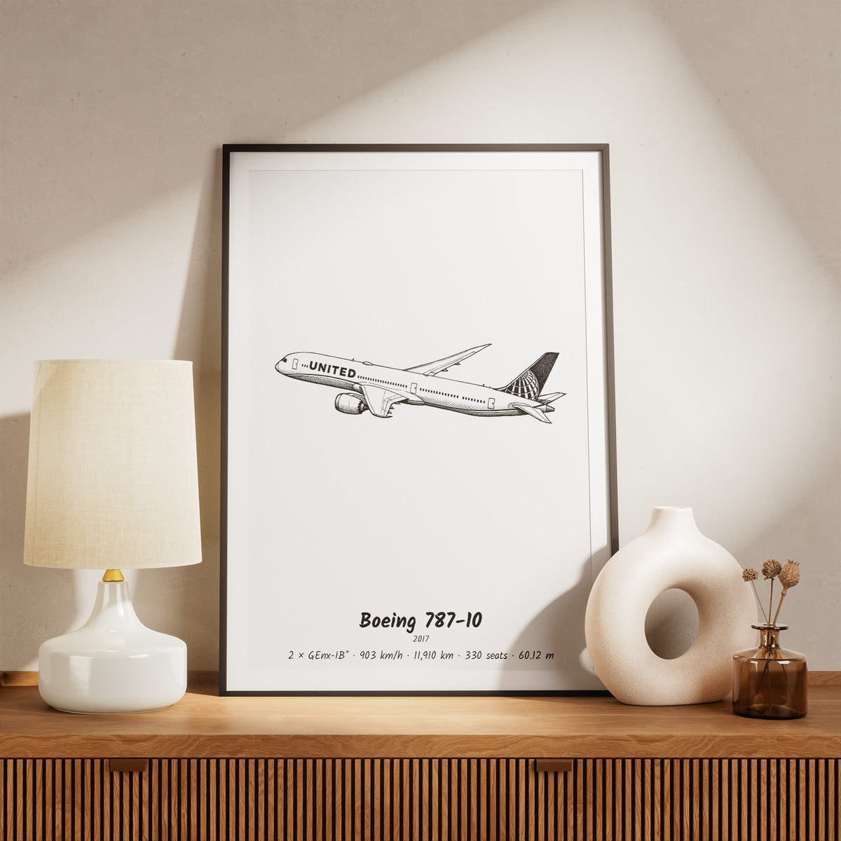 Framed 787-10 Print on a Shelf