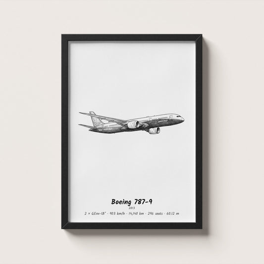 Boeing 787-9 Dreamliner Airliner Wall Art