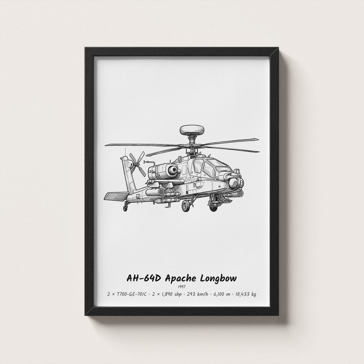 Boeing AH-64D Apache Longbow Helicopter Wall Art