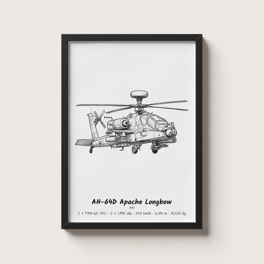 Boeing AH-64D Apache Longbow Helicopter Wall Art