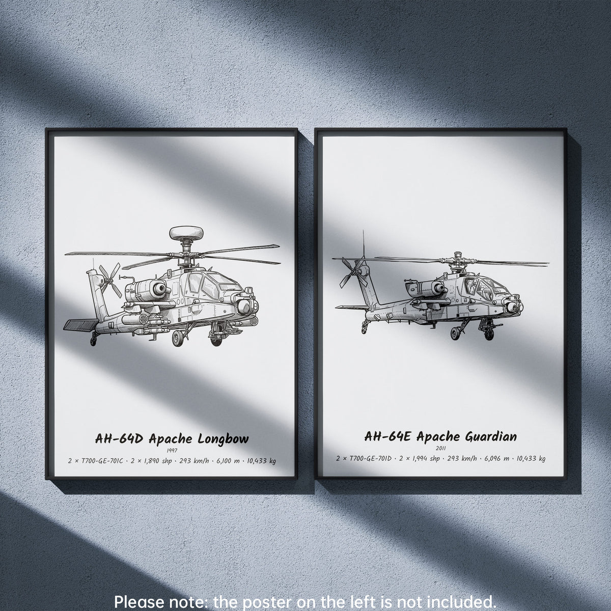 AH-64E Apache Guardian Wall Art Paired with AH-64D Apache Longbow