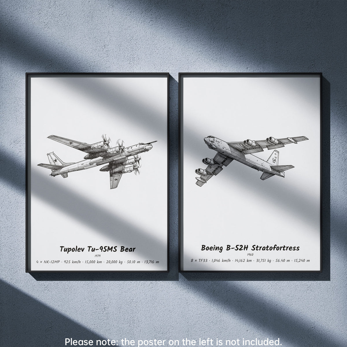 Boeing B-52H Stratofortress Wall Art Paired with Tupolev Tu-95MS Bear