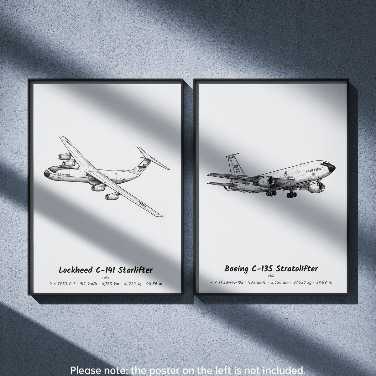 Boeing C-135 Stratolifter Wall Art Paired with Lockheed C-141 Starlifter