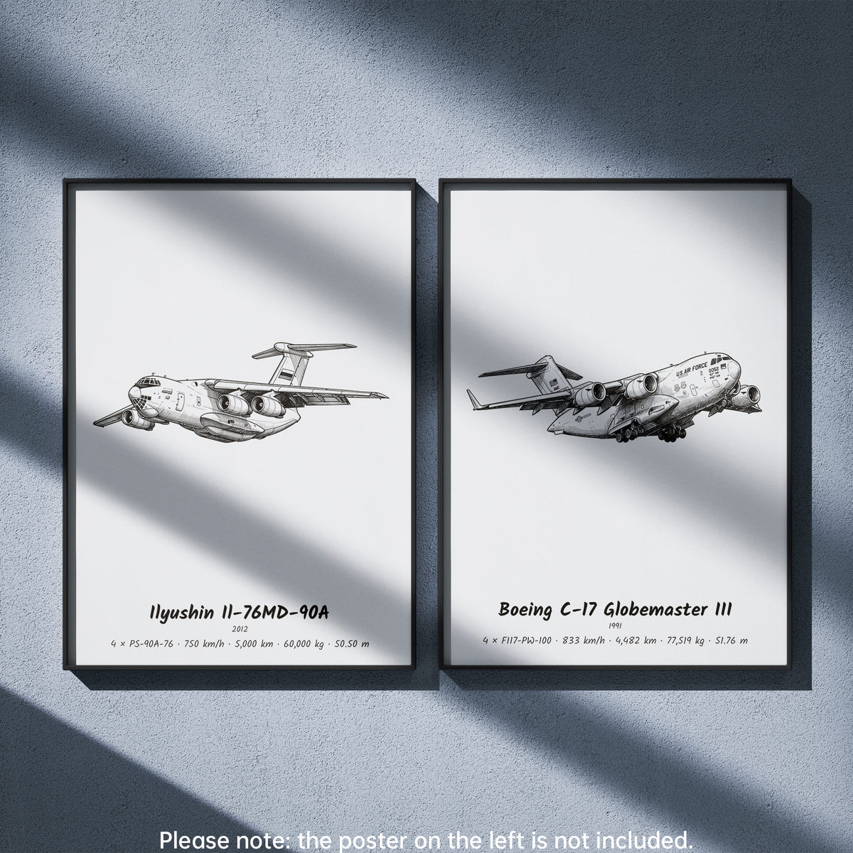 Boeing C-17 Globemaster III Wall Art Paired with Ilyushin Il-76MD-90A