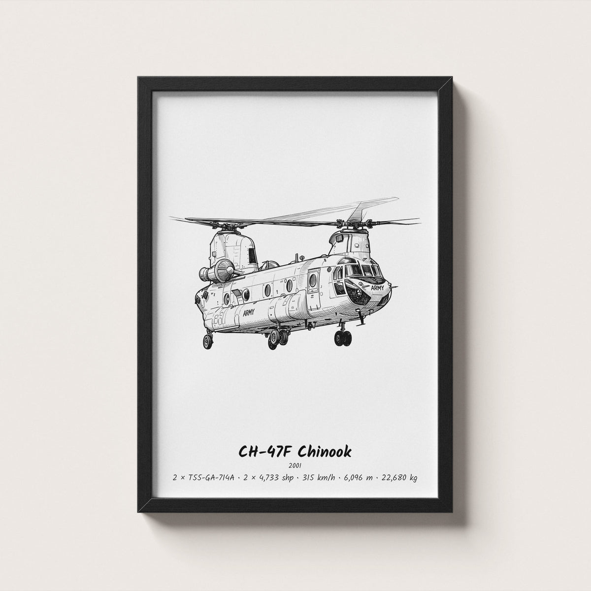 Boeing CH-47F Chinook Helicopter Wall Art